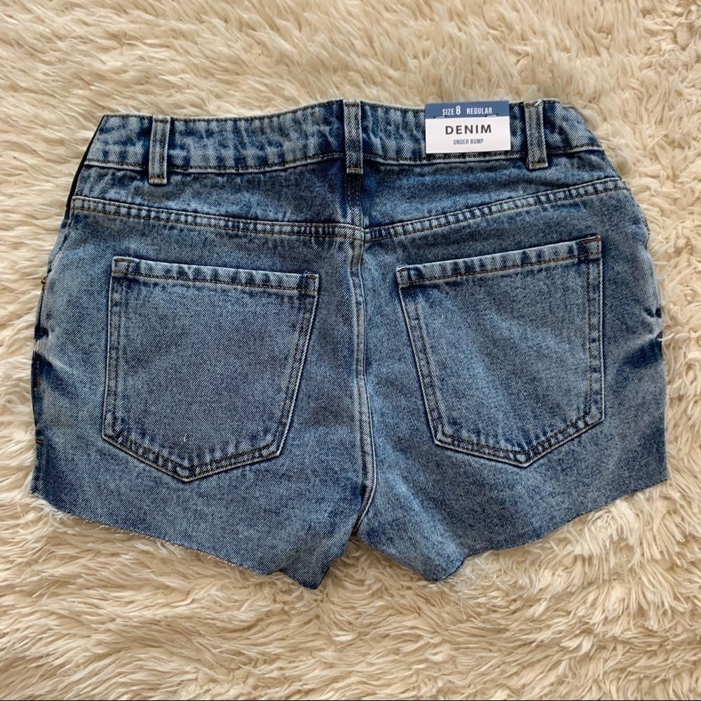 Maternity Blue Denim Raw Hem Under Bump Shorts - Picture 6 of 10